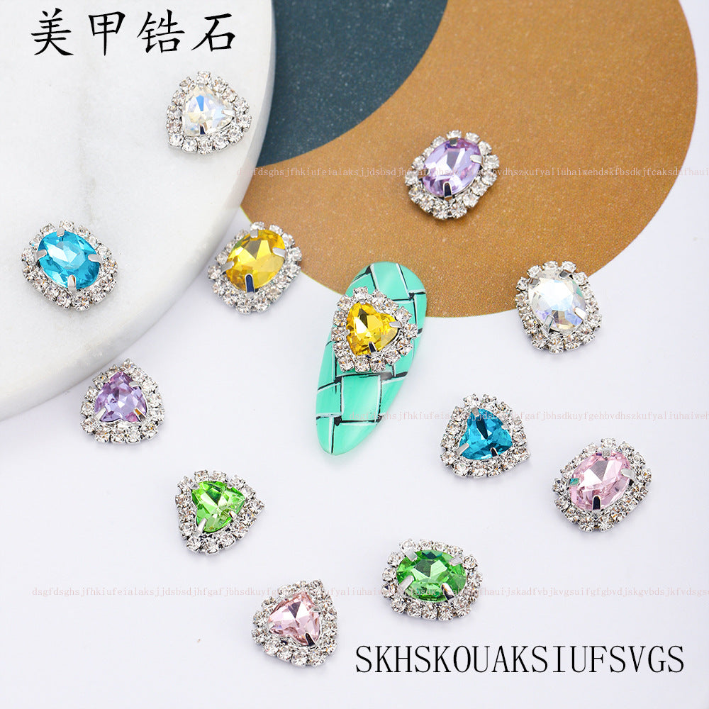 luxury gemstone diamond nail diamond crystal love diamond DIY nail flash diamond wholesale 10PCS