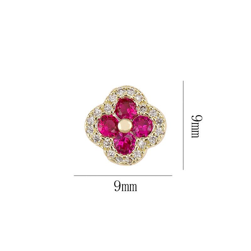 Four-leaf clover manicure, nail zirconium diamond light luxury super flash nail decoration wholesale 10PCS