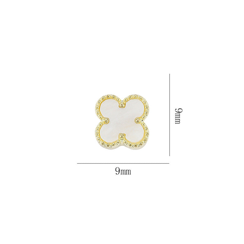 Black and white four-leaf clover love imitation shell flower nail drill accessories 20PCS