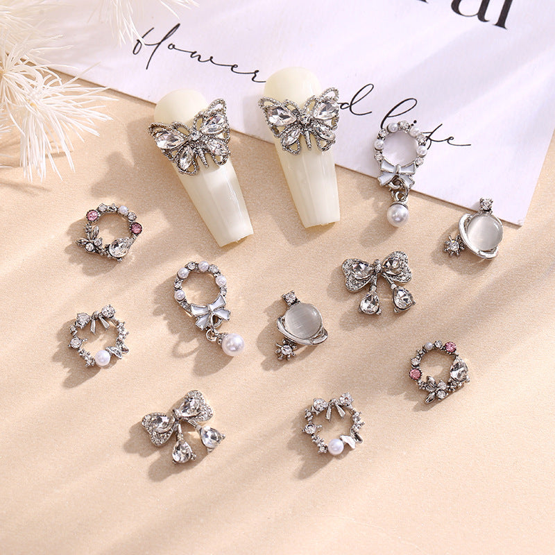 Japan and South Korea new products bow wreath pearl pendant nail accessories DIY jewelry wholesale